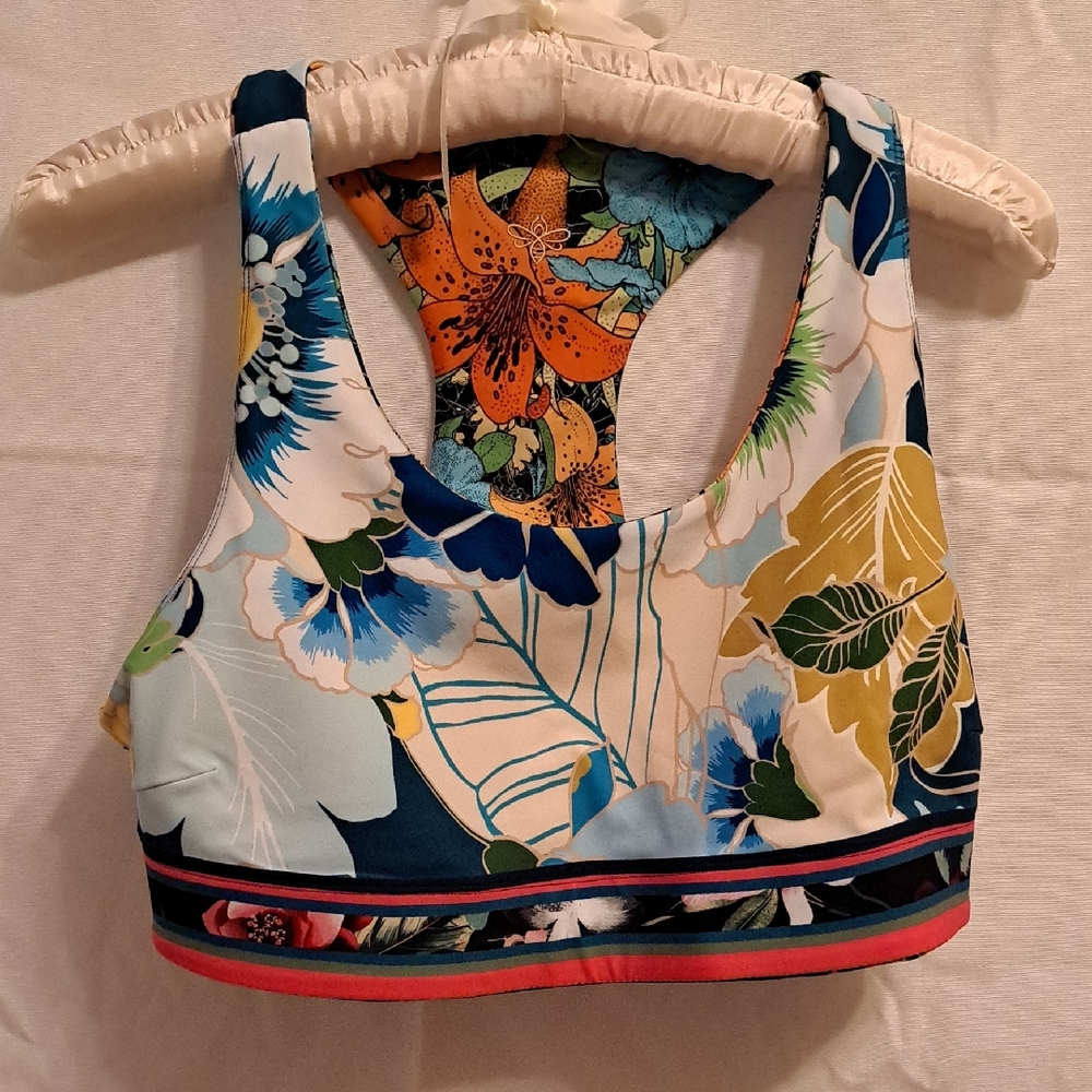 Johnny Was Bee Active reversible Floral Racerback Sports Bra